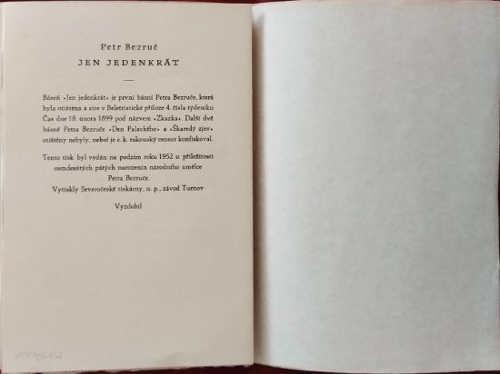 Jen jedenkrát, Petr Bezruč