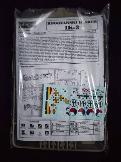 Plastikový model letounu Rogožarski IK-3 v měřítku 1:72 od výrobce Admiral.