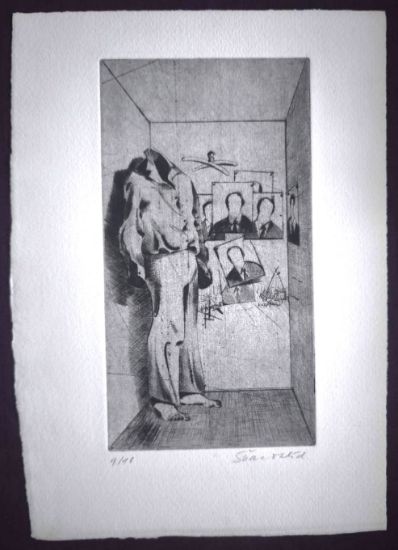 Grafický list od grafika, malíře a ilustrátora Jaroslava Škarohlída (1925)
