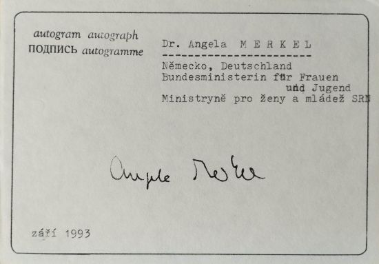 Autogram: Angela Merkelová, německá politička